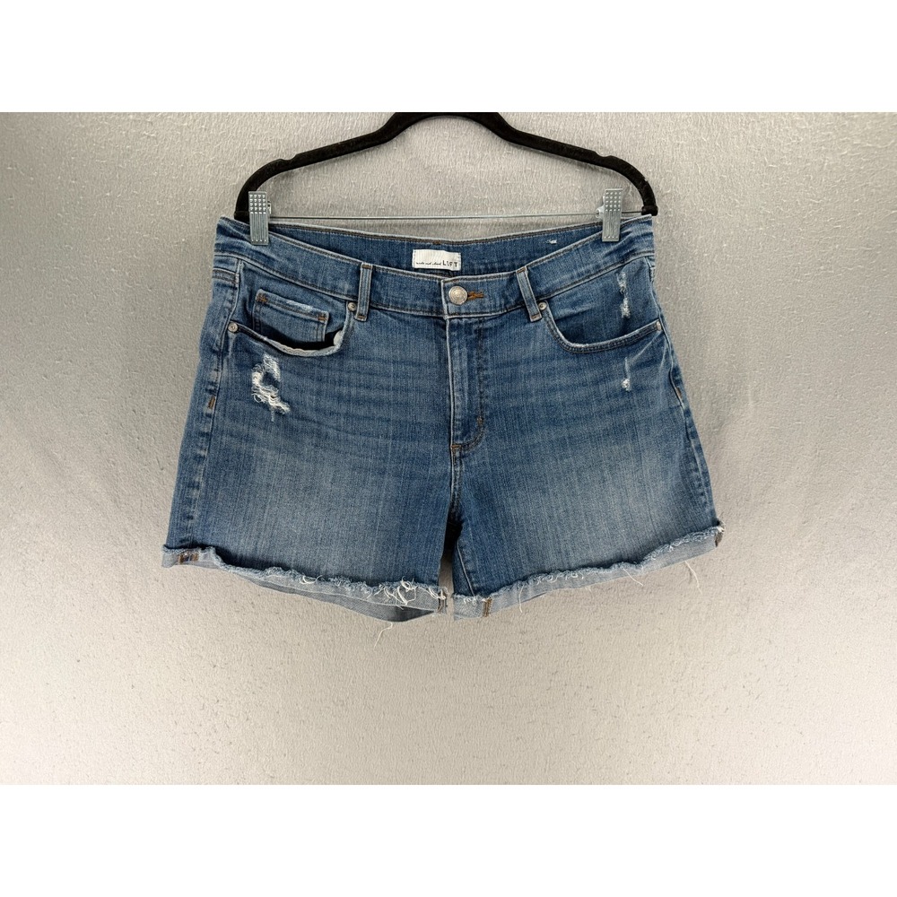 Loft Cutoff Shorts Womens 31 Jean Medium Wash Raw Hem Frayed Y2K Boho Beachy